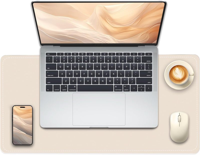 METEOROCK Non-Slip Desk Pad, 24" x 14" Large Mouse Pad, PU Leather Desk Mat with Suede, Laptop Desk Pad, Waterproof Keyboard Pad, Desk Blotter for Office/Home/Decor (Apricot) - Image 1